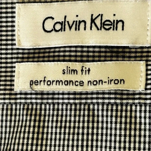 Calvin Klein Men’s B/W slim fit performance non-iron dress shirt .Size 16 34/35 - Picture 5 of 7